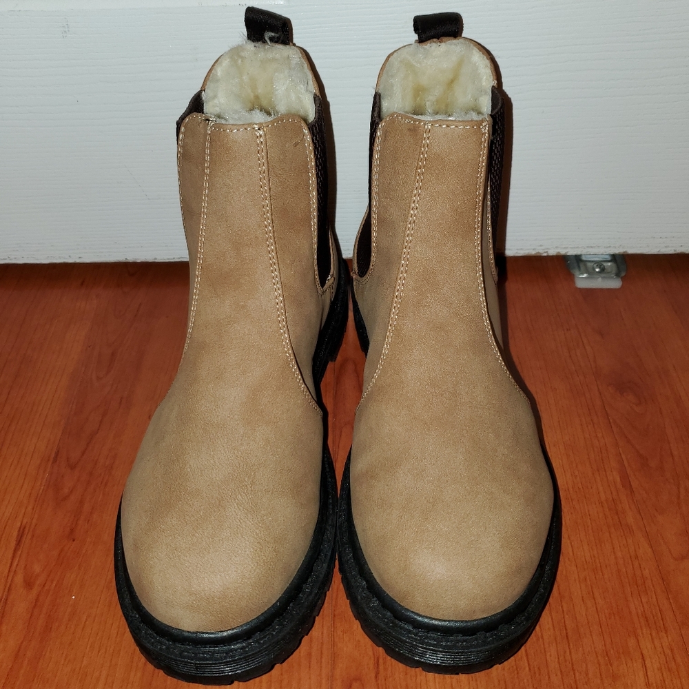 Faux Suede Tan Ankle Boots